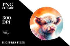 Watercolor Highland Cow Sun PNG Product Image 2