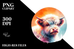 Watercolor Highland Cow Sun PNG Product Image 2