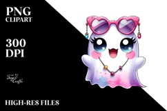 Cute Funny Ghost with Splattered Effect PNG Product Image 2