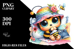 Colorful Cute Baby Bee PNG Product Image 2