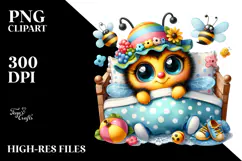Colorful Cute Baby Bee PNG Product Image 2