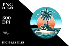 Retro Tropical Tree Island, 20 oz Tumbler Product Image 2