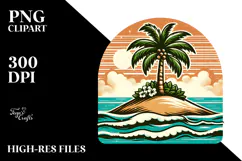 Retro Tropical Tree Island, 20 oz Tumbler Product Image 2