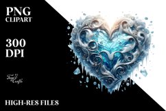 Icy Stained Heart Metalic PNG Product Image 2