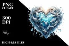 Icy Stained Heart Metalic PNG Product Image 2
