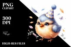 Cute Baby Bird with Party Hat PNG Product Image 3