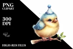 Cute Baby Bird with Party Hat PNG Product Image 3