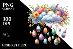 Colorful Cloud with Easter Eggs PNG Product Image 2