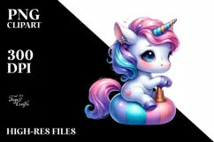 Vibrant Baby Unicorn Pumpkin Clipart Product Image 1