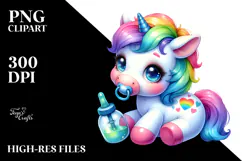 Baby Unicorn Pumpkin Vibrant Clipart Product Image 2