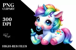 Baby Unicorn Pumpkin Vibrant Clipart Product Image 1