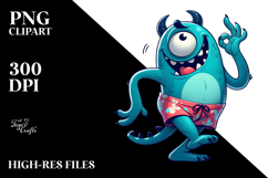 Cartoony Vector Art of Goofy Monster PNG Product Image 2