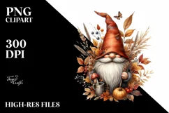 Detailed Autumn Gnome Watercolor PNG Product Image 3