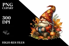 Detailed Autumn Gnome PNG Product Image 1