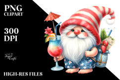 Whimsical Gnome Drinking Cocktail in Summer Clothes, Product Image 1