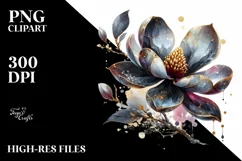 A Shiny Magnolia Clipart with Watercolor Splash Product Image 3