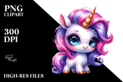 Cute Playing Baby Unicorn PNG Product Image 2