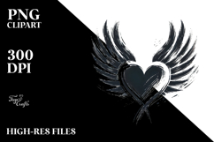 Heart with Wings Paintbrush Style PNG Product Image 2