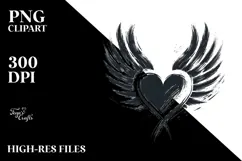 Heart with Wings Paintbrush Style PNG Product Image 2