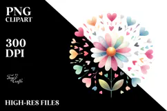 Simple Flower with Hearts, PNG Product Image 2
