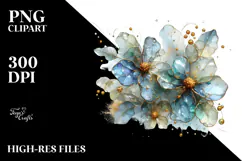 Shiny Impatiens Metallic Watercolor | Sublimation | Clipart Product Image 2