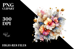 Shiny Impatiens Metallic Watercolor | Sublimation | Clipart Product Image 2