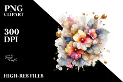 Shiny Impatiens Metallic Watercolor | Sublimation | Clipart Product Image 2