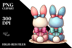 Colorful Vintage Bunnies Back View PNG Product Image 2