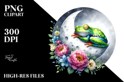 Cute Frog Sleeping on the Moon PNG Product Image 2