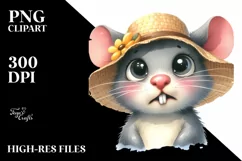 Watercolor Funny Mouse Portrait PNG Product Image 1