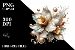 Glossy Narcissus Shiny Golden Marble Watercolor | Product Image 1