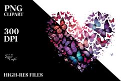 Butterflies Silhouette Heart PNG Product Image 2