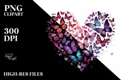 Butterflies Silhouette Heart PNG Product Image 2