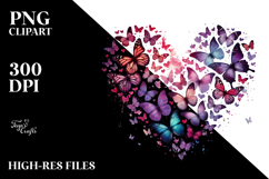 Heart made of butterflies silhouettes PNG Product Image 2