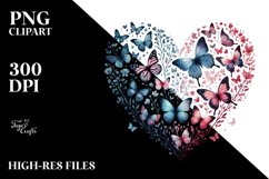 Butterflies Silhouette Heart PNG Product Image 2