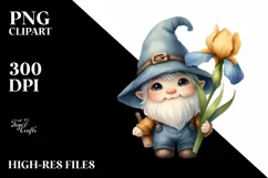Baby Gnome with Iris on Shoulder PNG Product Image 2