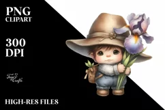 Baby Gnome with Iris on Shoulder PNG Product Image 2