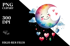 Scribbled Smiling Moon PNG Product Image 2