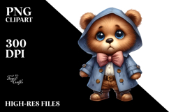 Expressive Baby Bear with Bow | Clipart Product Image 2