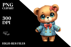 Expressive Baby Bear with Bow | Clipart Product Image 2