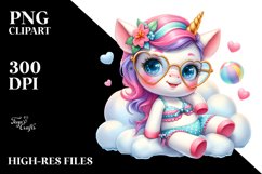 Cute Baby Unicorn with Beachwear | Clipart Product Image 3