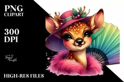 Funny Cute Deer Watercolor Summer Sticker Clipart Product Image 3