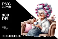 Colorful Old Lady Tea Cup | Clipart Product Image 2