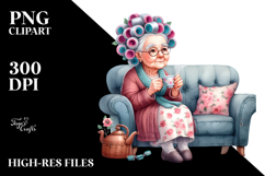 Colorful Old Lady Tea Cup | Clipart Product Image 2