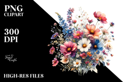 Colorful Wild Flowers Floral Frame PNG Product Image 2