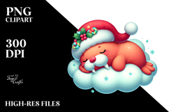 Vibrant Baby Walrus Sleeping on Cloud PNG Product Image 2