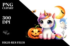 Unicorn Halloween Scenery Clipart Product Image 1