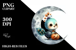 Cute Baby Peacock on Moon, High-Res PNG Product Image 3