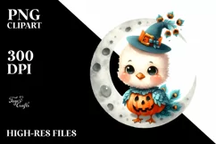 Cute Baby Peacock on Moon, High-Res PNG Product Image 3