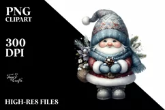 Detailed Winter Gnome Watercolor PNG Product Image 3